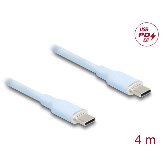 DeLOCK 81236 USB Kabel USB 2.0 4 m USB C 0,48 Gbit/s 60 W Blau, Farbe: Blau, Länge: 4 m, 2 image