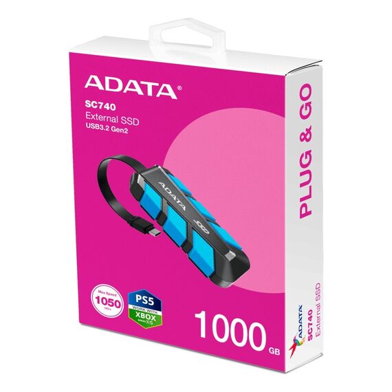 ADATA SC740 1 TB USB Typ-C 3.2 Gen 2 (3.1 Gen 2) Schwarz, Blau, Kapazität: 1 TB, 5 image