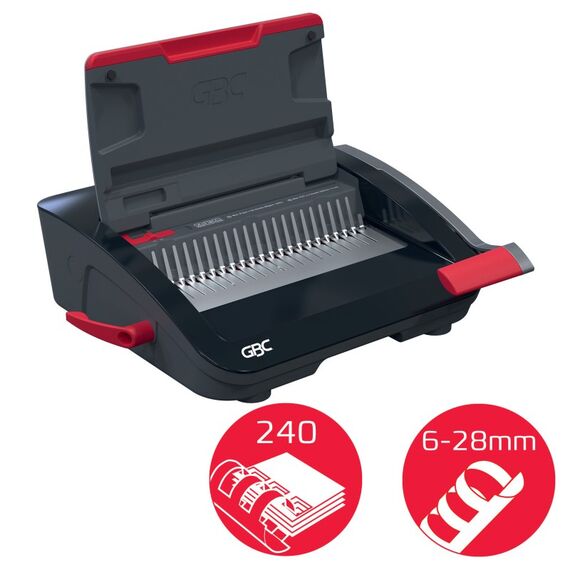 GBC CombBind CB20 Kamm-Bindegerät 240 Blätter Schwarz, Rot, 3 image