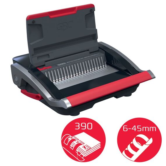 GBC CombBind CB25 Kamm-Bindegerät 390 Blätter Schwarz, Rot, 3 image