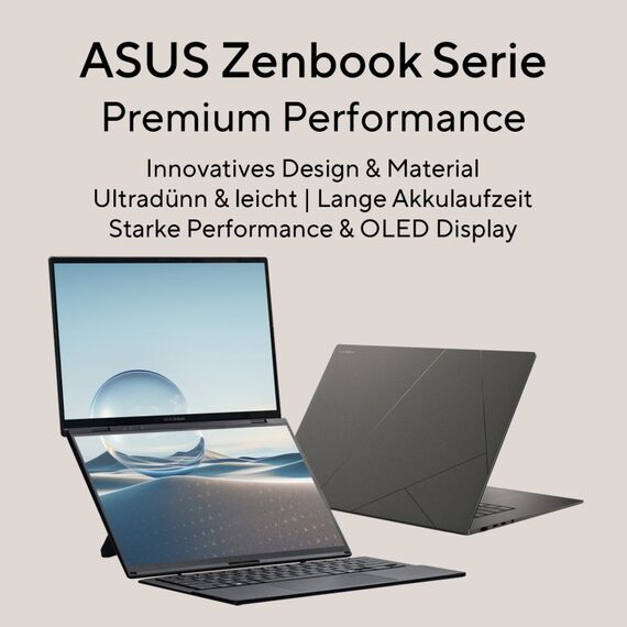 ASUS Zenbook Duo UX8407AA-SN125W Intel Core Ultra 9 386H Hybrid (2-in-1) 35,6 cm (14") Touchscreen 3K 32 GB LPDDR5x-SDRAM 1 TB SSD Wi-Fi 7 (802.11be) Windows 11 Home Grau, 6 image