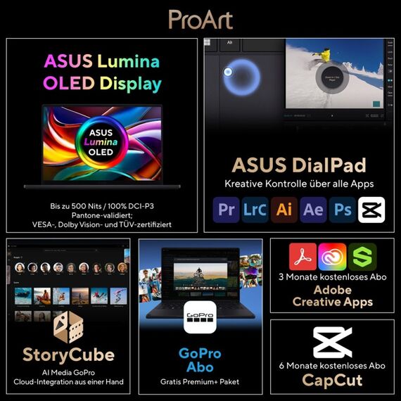 ASUS ProArt GoPro Edition PX13 HN7306EAC-LX092X Copilot+ PC AMD Ryzen AI Max+ 395 Hybrid (2-in-1) 33,8 cm (13.3") Touchscreen 3K 128 GB LPDDR5x-SDRAM 2 TB SSD Wi-Fi 7 (802.11be) Windows 11 Pro Schwarz, 9 image