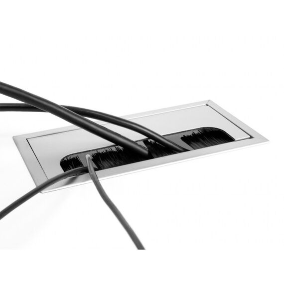 DeLOCK Kabeldurchführung für Tischeinbau mit Bürste 300 x 80 x 28 mm silber, 3 image