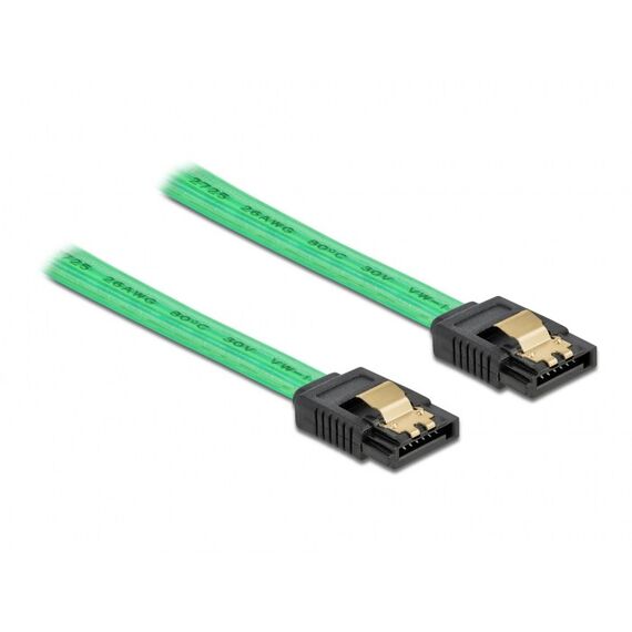 DeLOCK SATA 6 Gb/s Kabel UV Leuchteffekt grün 70 cm, Farbe: Grün