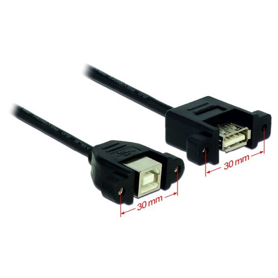 DeLOCK USB 2.0 B/A, 0.25m USB Kabel 0,25 m USB B USB A 0,48 Gbit/s Schwarz