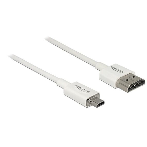DeLOCK 85148 HDMI-Kabel 0,5 m HDMI Typ A (Standard) HDMI Typ D (Mikrofon) Weiß, Farbe: Weiß, Länge: 0,5 m