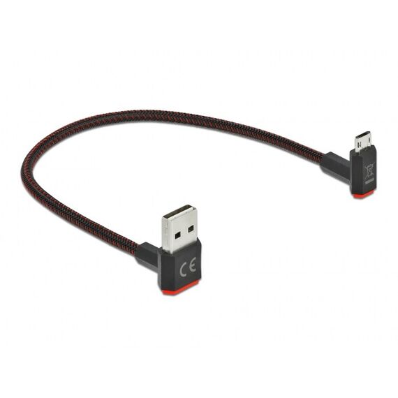 DeLOCK EASY-USB 2.0 Kabel Typ-A Stecker zu EASY-USB Typ Micro-B Stecker gewinkelt oben / unten 0,2 m schwarz, Länge: 0,2 m