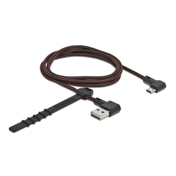 DeLOCK EASY-USB 2.0 Kabel Typ-A Stecker zu EASY-USB Typ Micro-B Stecker gewinkelt links / rechts 1 m schwarz