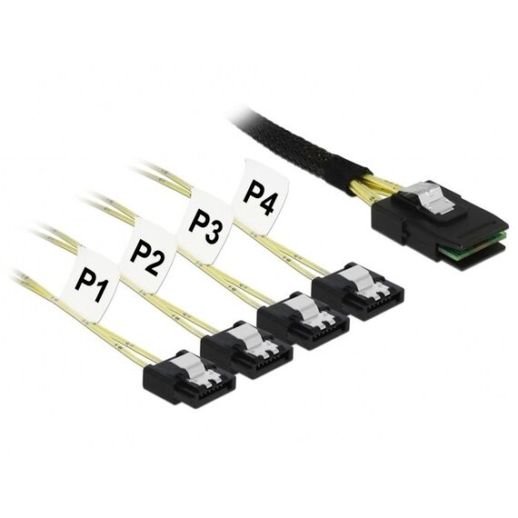 DeLOCK 85800 Serien-Kabel Schwarz 0,5 m Mini SAS SFF-8087 4x SATA 7pin