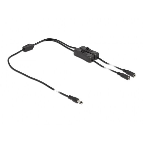 DeLOCK Kabel DC 5,5 x 2,1 mm Stecker zu 2 x DC Buchse mit Schalter 1 m