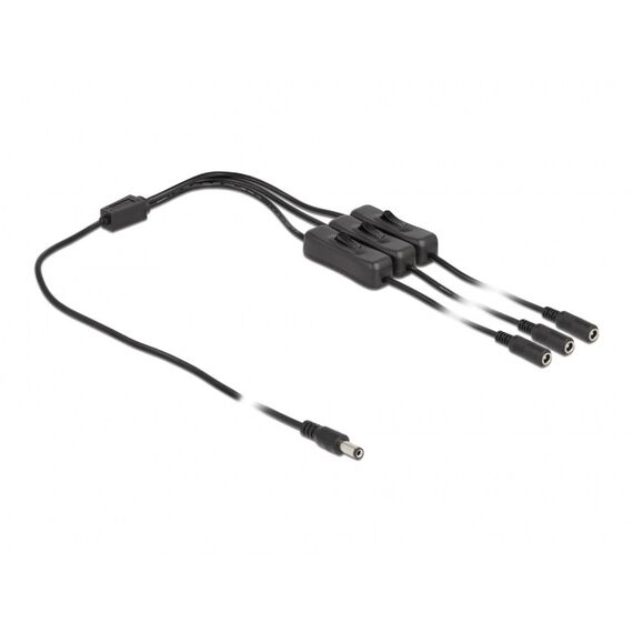 DeLOCK Kabel DC 5,5 x 2,1 mm Stecker zu 3 x DC Buchse mit Schalter 1 m