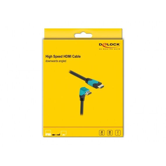 DeLOCK High Speed HDMI Kabel Stecker gerade zu Stecker 90° unten gewinkelt 48 Gbps 8K 60 Hz 2 m, 3 image