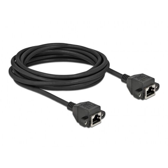 DeLOCK Netzwerk Verlängerungskabel S/FTP RJ45 Buchse zu RJ45 Buchse Cat.6A 5 m schwarz, Länge: 5 m