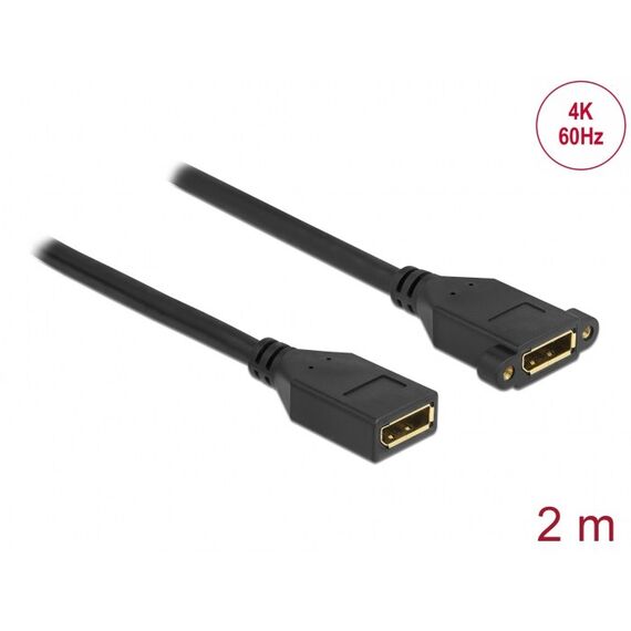 DeLOCK DisplayPort 1.2 Kabel Buchse zu Buchse zum Einbau 4K 60 Hz 2 m