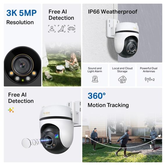 TP-Link TAPO C530WS Sicherheitskamera Turret IP-Sicherheitskamera Draußen 2880 x 1620 Pixel Wand, 5 image