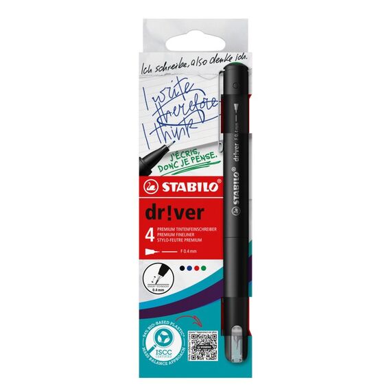 STABILO dr!ver Fineliner Fein Schwarz, Blau, Grün, Rot 4 Stück(e)