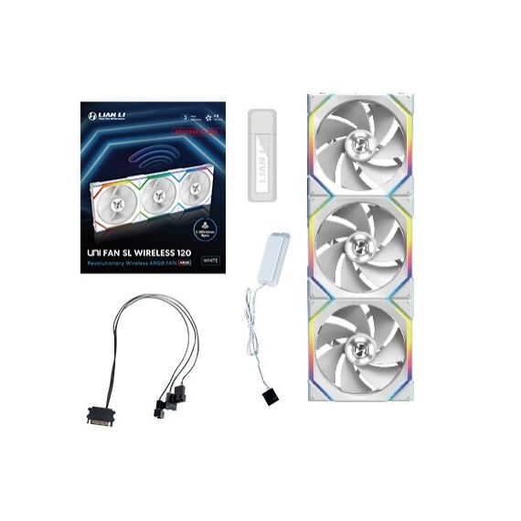 Lian Li UNI FAN SL Wireless 120 Reverse Blade Computergehäuse Ventilator 12 cm Weiß 3 Stück(e), Farbe: Weiß