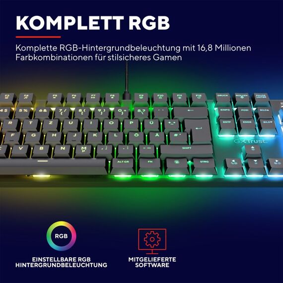 Trust GXT 868 Torix Tastatur Gaming USB + RF Wireless + Bluetooth QWERTY US Englisch Schwarz, 4 image