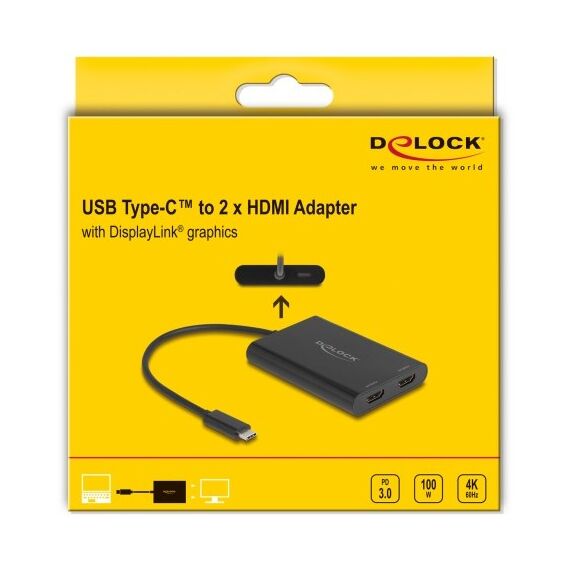 DeLOCK 64309 Videokabel-Adapter 0,2 m USB Typ-C HDMI + USB Type-C Schwarz, 2 image
