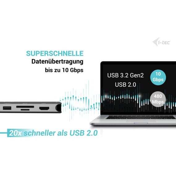 i-tec Metal USB-C Nano 3x Display Dock, 2x HDMI 1x USB-C video with Power Delivery 140W + Universal Charger 140 W, 12 image