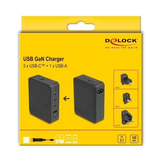 DeLOCK 41473 Ladegerät für Mobilgeräte Laptop, Smartphone, Tablets Schwarz AC Schnellladung Drinnen, 4 image