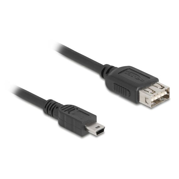 DeLOCK 81524 USB Kabel USB 2.0 1 m Mini-USB B USB A 0,48 Gbit/s Schwarz, Farbe: Schwarz, Länge: 1 m