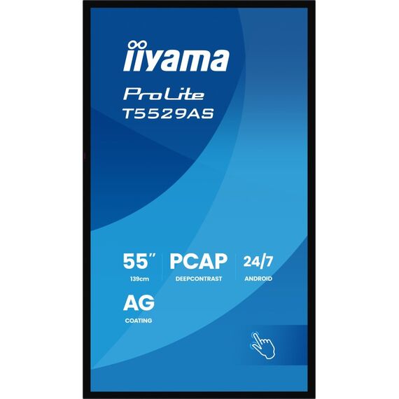 iiyama T5529AS-B1AG Signage-Display Kiosk-Design 138,7 cm (54.6") LED WLAN 450 cd/m² 4K Ultra HD Schwarz Touchscreen Eingebauter Prozessor Android 24/7, 3 image