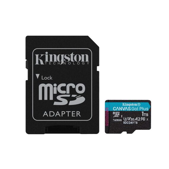 Kingston Technology 1TB microSDXC Canvas Go Plus Gen4 200 MB/s A2 U3 V30-Karte + Adapter, Kapazität: 1 TB