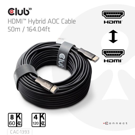 CLUB3D HDMI™ Hybrid AOC Cable 8K60Hz/4K120Hz 50m / 164.04ft, Farbe: Schwarz, Länge: 50 m, 2 image