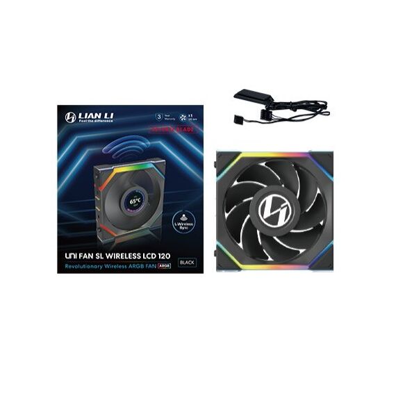 Lian Li UNI FAN SL Wireless LCD 120 Reverse Blade Computergehäuse Ventilator 12 cm Schwarz 1 Stück(e), Farbe: Schwarz