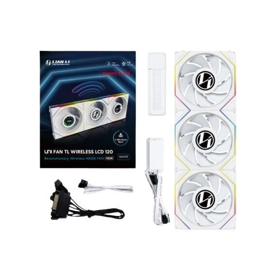 Lian Li 12RTLLCD1W3W Computerkühlsystem Computergehäuse Ventilator 12 cm Weiß, Farbe: Weiß