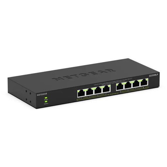 NETGEAR GS308LP Unmanaged Gigabit Ethernet (10/100/1000) Power over Ethernet (PoE) Desktop Schwarz