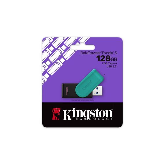 Kingston Technology DataTraveler 128GB Portable USB 3.2 Gen 1 Exodia S (Schwarz/Türkis), Kapazität: 128 GB, 2 image