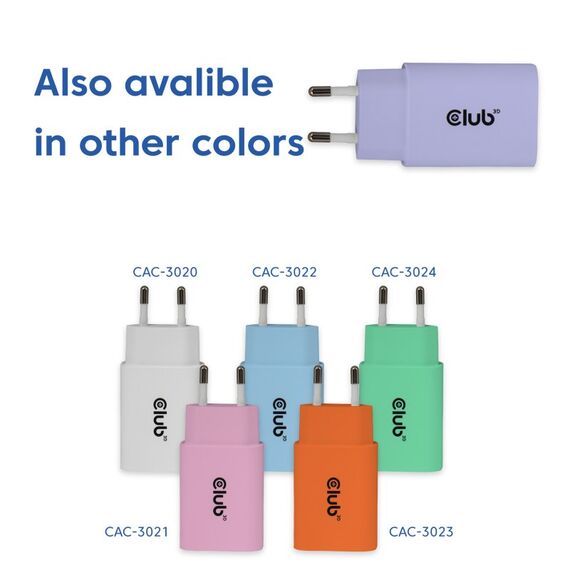 CLUB3D 2-Pack USB-C® Charger 30Watt Purple, Farbe: Violett, 6 image