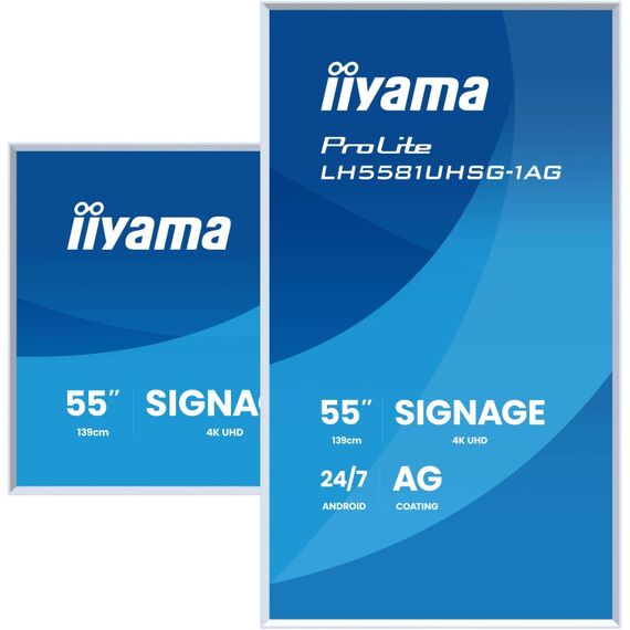 iiyama LH5581UHSG-1AG Signage-Display Digital Signage Flachbildschirm 138,7 cm (54.6") WLAN 500 cd/m² 4K Ultra HD Weiß Eingebauter Prozessor Android 24/7, 5 image