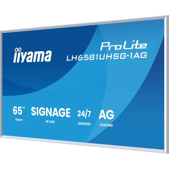 iiyama LH6581UHSG-1AG Signage-Display Digital Signage Flachbildschirm 163,8 cm (64.5") WLAN 500 cd/m² 4K Ultra HD Weiß Eingebauter Prozessor Android 24/7, 5 image