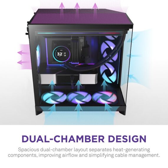 NZXT H9 Flow RGB+ Midi Tower Schwarz, 5 image