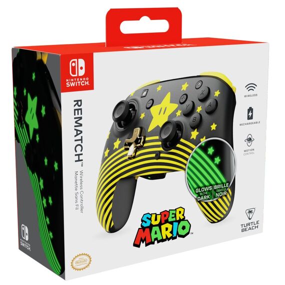 Turtle Beach Rematch Wireless Controller: Super Mario Star – Nintendo Switch, Lite und OLED, leuchtet im Dunkeln, aufladbare Batterie, Offiziell Lizenziert von Nintendo, 8 image