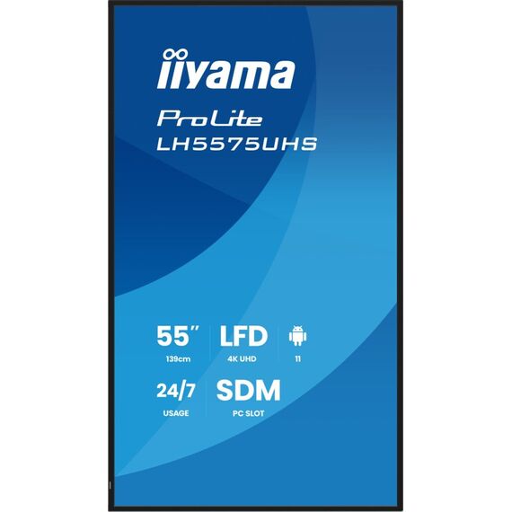 iiyama LH5575UHS-B2AG Signage-Display Digital Signage Flachbildschirm 138,7 cm (54.6") LCD WLAN 500 cd/m² 4K Ultra HD Schwarz Eingebauter Prozessor Android 11 24/7, 4 image