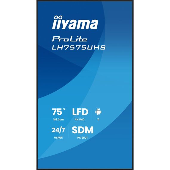 iiyama LH7575UHS-B2AG Signage-Display Digital Signage Flachbildschirm 190,5 cm (75") LCD WLAN 500 cd/m² 4K Ultra HD Schwarz Eingebauter Prozessor Android 11 24/7, 3 image