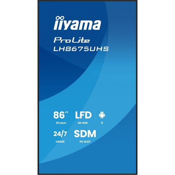 iiyama LH8675UHS-B2AG Signage-Display Digital Signage Flachbildschirm 2,17 m (85.6") LCD WLAN 500 cd/m² 4K Ultra HD Schwarz Eingebauter Prozessor Android 11 24/7, 5 image
