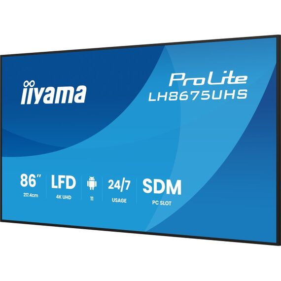 iiyama LH8675UHS-B2AG Signage-Display Digital Signage Flachbildschirm 2,17 m (85.6") LCD WLAN 500 cd/m² 4K Ultra HD Schwarz Eingebauter Prozessor Android 11 24/7, 7 image