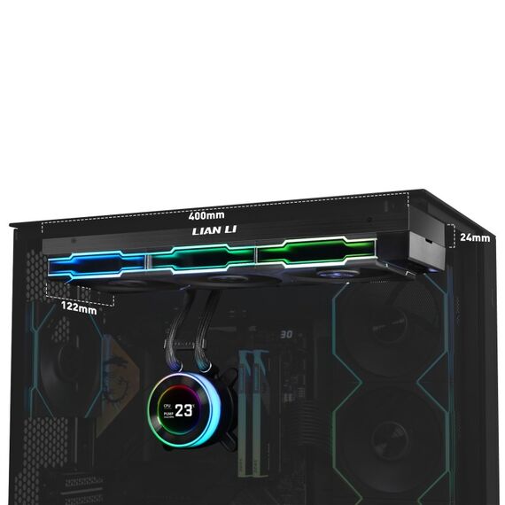 Lian Li GA II Hydroshift II LCD-C 360TL Prozessor All-in-One-Flüssigkeitskühler 12 cm Schwarz 1 Stück(e), Farbe: Schwarz, 3 image