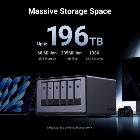 Ugreen DXP6800 Pro NAS Desktop Intel® Core™ i5 8 GB DDR5 Grau, Schwarz, 4 image