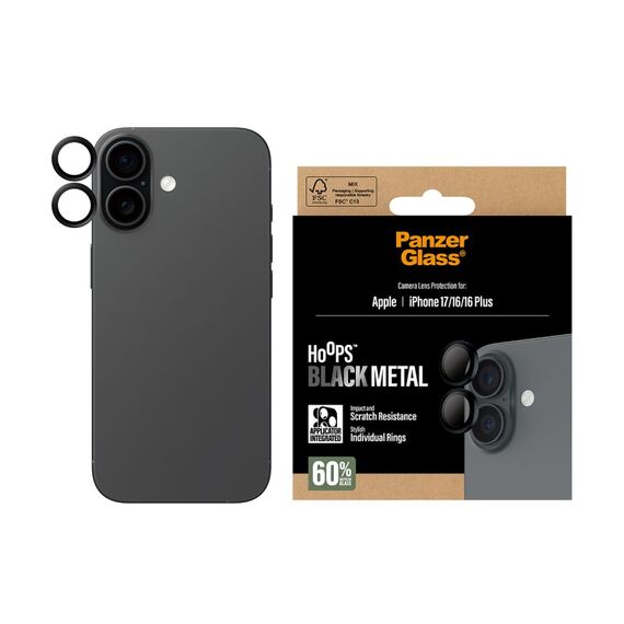 PanzerGlass ® Hoops® Kameraschutz Schwarz iPhone 17 | iPhone 16 | 16 Plus, 2 image