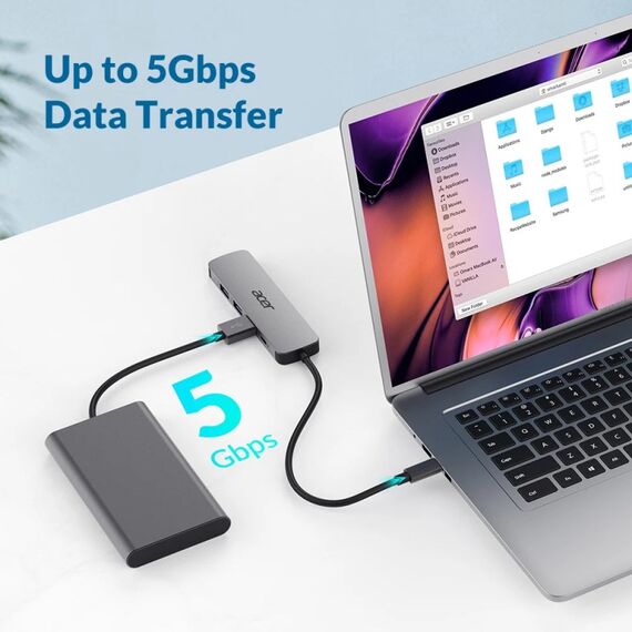 Acer 5in1 Type C Dongle Kabelgebunden USB 3.2 Gen 1 (3.1 Gen 1) Type-C Silber, 4 image