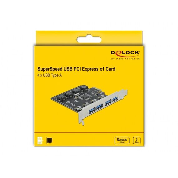 DeLOCK PCI Express x1 Karte zu 4 x extern USB Typ-A Buchse SuperSpeed USB (USB 3.2 Gen 1), 4 image