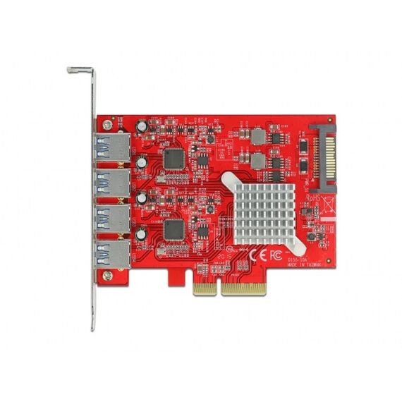 DeLOCK PCI Express x4 Karte zu 4 x extern SuperSpeed USB 10 Gbps (USB 3.2 Gen 2) USB Typ-A Buchse