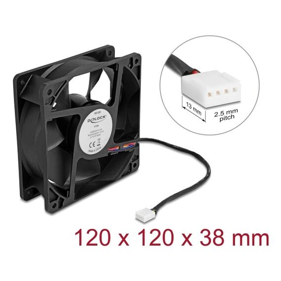 DeLOCK 67298 Computerkühlsystem Computergehäuse Ventilator 12 cm Schwarz 1 Stück(e), 3 image