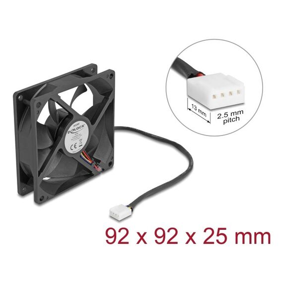 DeLOCK 67302 Computerkühlsystem Computergehäuse Ventilator 9,2 cm Schwarz 1 Stück(e), 3 image